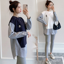 Pregnant women spring coat women spring autumn 2022 new fashion set T-shirt spring long sleeve Spring Spring early spring