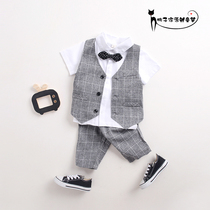 Childrens suits foreign style short-sleeved baby dresses male flower children wedding children show boys suits Tide