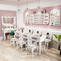  Net red nail art table and chair set simple special price economical nail shop nail art table table and chair European retro white