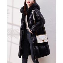 Bright no-wash down jacket womens long 2021 new winter clothing this years popular explosion loose hooded jacket tide
