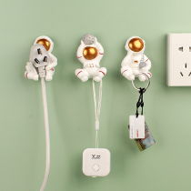 Cartoon Astronaut Plug Hook Free to punch power cord housing Powerful Sticky Hook Creative Finishing Containing Shelf