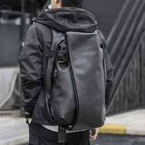 Hong Kong leather backpack mens bag large capacity travel backpack simple travel bag luggage bag Tide book bag