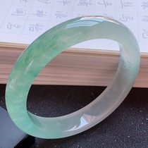 Ice seed floating green jade bracelet female green round jade bracelet floating flower jade bracelet noble concubine Jade Bracelet girl