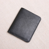 Wallet Male Short Leather Head Layer Cow Leather Ultra Slim Mini Money Bag Men Vertical student Artisanal Leather Clip Soft Leather