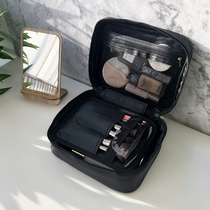 Travel simple portable makeup bag female waterproof PU wash bag Large capacity solid color portable cosmetics storage bag