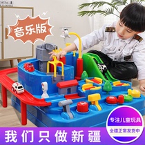 Small train track big adventure set car break through the sound of the same childrens educational toy Xinjiang boy