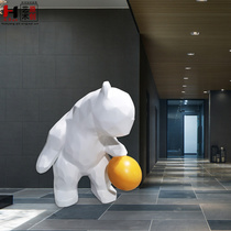 Professional custom creative large FRP sculpture ornaments Abstract animal landscape engineering accessories White bear crafts