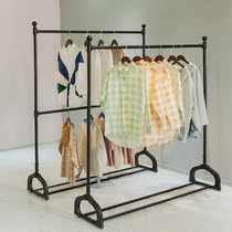  Thickened mens and womens clothing store store special shelves floor-to-ceiling display rack hanger with wheel display rack combination