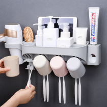 Toothbrush holder suction wall type of perforated toilet Four-mouth House wall-mounted shelve shelve Couple mouthwatering cup holder