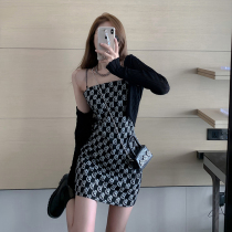 European station net red new age reduction celebrity style high royal sister cardigan jacket suspender dress two-piece set women