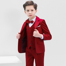 Childrens suits red boys flower children small suits handsome British performance clothes small host dress sets spring and autumn