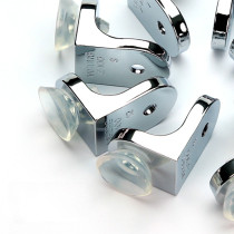 Stainless steel wardrobe cabinet seven-shaped plate holder with suction cup non-slip zinc alloy partition drag glass bracket laminate grain