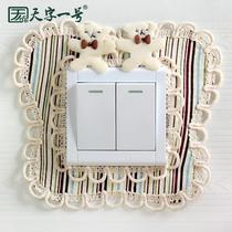 Cloth art with pocket decorative socket mobile phone charging hanging bag matching anti-dust sticker double switch sticking wall sticking protective sleeve