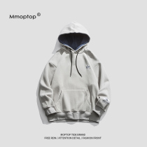 MMOPTOP autumn and winter New plus velvet thick hooded sweater mens Tide brand ins loose couple coat mens winter