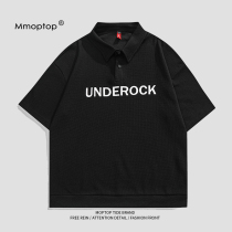 MMOPTOP Tide Card Minimalist Letter Printed Polo Shirts Mens Day Ensemble Retro Loose 100 lap short sleeve T-shirt for men