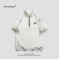 MMOPTOP summer trend pure cotton solid color casual POLO shirt mens short-sleeved t-shirt ins Port wind wild half-sleeve men