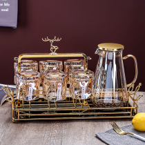 Nordic Wind Home Crystal Glass Large Capacity Cold Water Jug Cool Water Pot Modern Living Room Tea Table Water Cup Suit