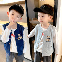 Boys autumn clothing Machia new baby Leisure blouses waistcoat Shoulder Vest Ocean Qi Spring Autumn Children Marclamping Jacket Tide