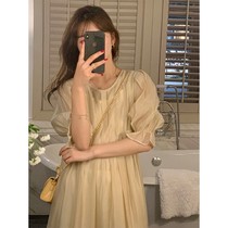 2021 new cold wind womens high sense small fragrance summer dress light cooked wind French tea break dress female summer