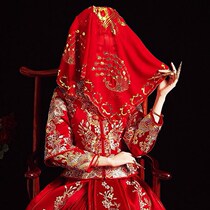 Bride hijab head Xiuhe Tricky Marriage Chinese Embroidery Red Xiuhe Clothing Cover Head Scarf