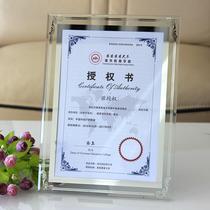 Certificate frame a4 a5 glass crystal photo frame set-up wall authorized honor certificate creative patent award medal