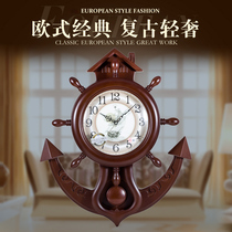 Polaris living room wall clock mute Mediterranean rudder fashion creative simple atmospheric wall watch quartz watch home