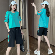 Fashion Summer Clothing Two Sets Womens 2022 New Korean Version Loose Foreign Air Shorts Long Pants Casual Sports Suit Summer Students
