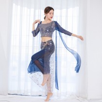 Belly dance practice clothes women 2021 new set of oriental dance clothes sequins sexy long dress costume autumn