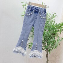Girl Pants Spring Autumn Outwear Jeans 2022 New Spring Dress Children Trendy Foreign Air Horn Pants Girl Long Pants