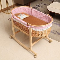 Baby cradle bed vine basket sleeping swayed with handbaby basket Newborn baby bed little cradle bed coax