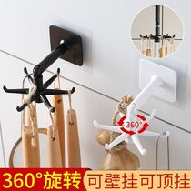New products Home finishing appliances Kitchen Containing Hook adhesive hooks New upgrade Six hooks 360-degree rotary multifunction hooks