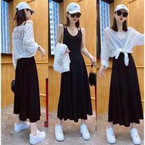  Large size age-reducing suspender dress suit womens summer 2021 new temperament skirt casual two-piece suit
