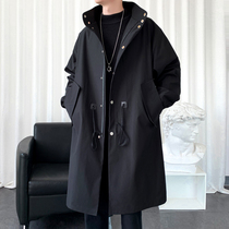 Ashkenazi medium and long windbreaker mens spring and autumn 2021 new loose large size ruffian handsome casual thin coat jacket