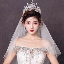 Bridal headdress Crown three-piece suit Korean wedding yarn jewelry Jewelry Hair accessories Necklace earrings Wedding accessories