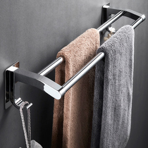Punch-free stainless steel towel rack bathroom towel rack bathroom rack toilet rack towel bar single and double rods