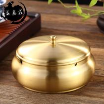 Pure copper large Chinese ashtray with lid household living room creative personality anti-fly ash fashion ornaments retro copper