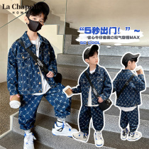 Lashabelle boy dress denim suit 2022 new CUHK child clothes spring and autumn child tide cards Two sets