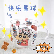 Crayon new glass Glass Milk Cup cartoon water Cup girl heart printing Cup student breakfast cup female couple Cup