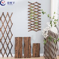 Climbing wall fence isolation wood pull net planting flower wood grid net garden outdoor wood green rose carbonized anti-corrosion wood fence
