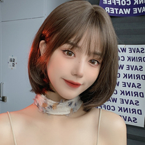 Simple wig short hair female summer full head wig set Net red temperament age reduction wave head short straight hair