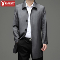 Playboy windbreaker men long spring and autumn old jacket government leaders mens coat