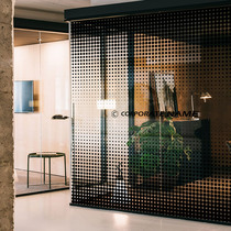 Simple black gradient office art no glue electrostatic frosted transparent glass film decorative white sticker customization