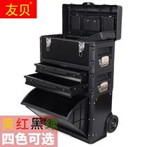 Toolbox multi-functional three-layer combined pull rod hardware toolbox with wheel removable hardware tool vehicle