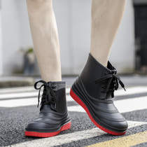 New fashion non-slip rain shoes mens short tube waterproof shoes mens rain boots student water boots kitchen work rubber shoes overshoes