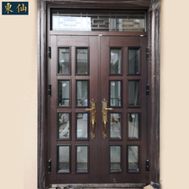 Rural villa door Double open door to open door household custom glass door entrance door stainless steel copper door