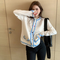 Korean version of foreign-aged knitted cardigan sweater loose season age sweet net infrared wearing gentle Japanese coat women