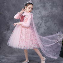 Girls 2021 Winter Dress Children Halloween Plus Velvet Frozen Dress Autumn Winter Sweater Aisha Princess Skirt