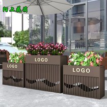 Outdoor wrought iron flower trough hollow creative flower box combination Commercial street fence partition flower bed Sales department external flower device