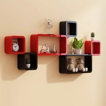  Wall shelf partition wall hanging bedroom bookshelf shelf TV background wall decoration rack restaurant creative grid