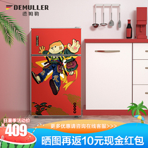 Demler National tide small household dormitory refrigerator double door mini rental room refrigeration and refrigeration power saving double door type